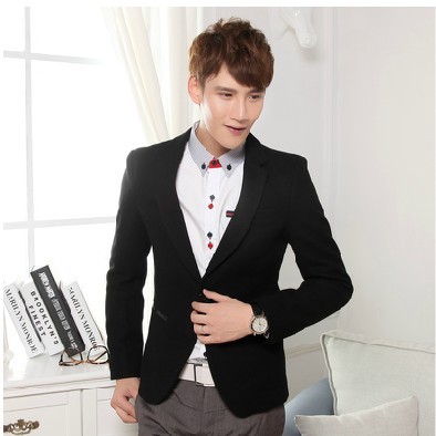 男士休闲修身西服图片