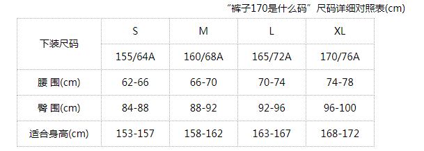 男士裤子170是什么码