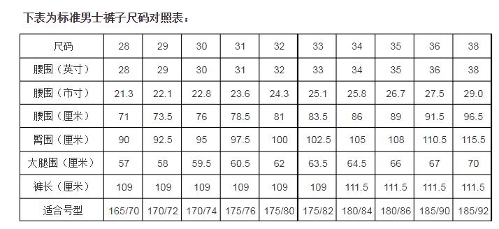 裤子175是什么码