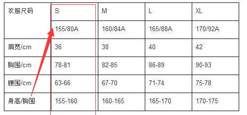 15580a尺码对照表
